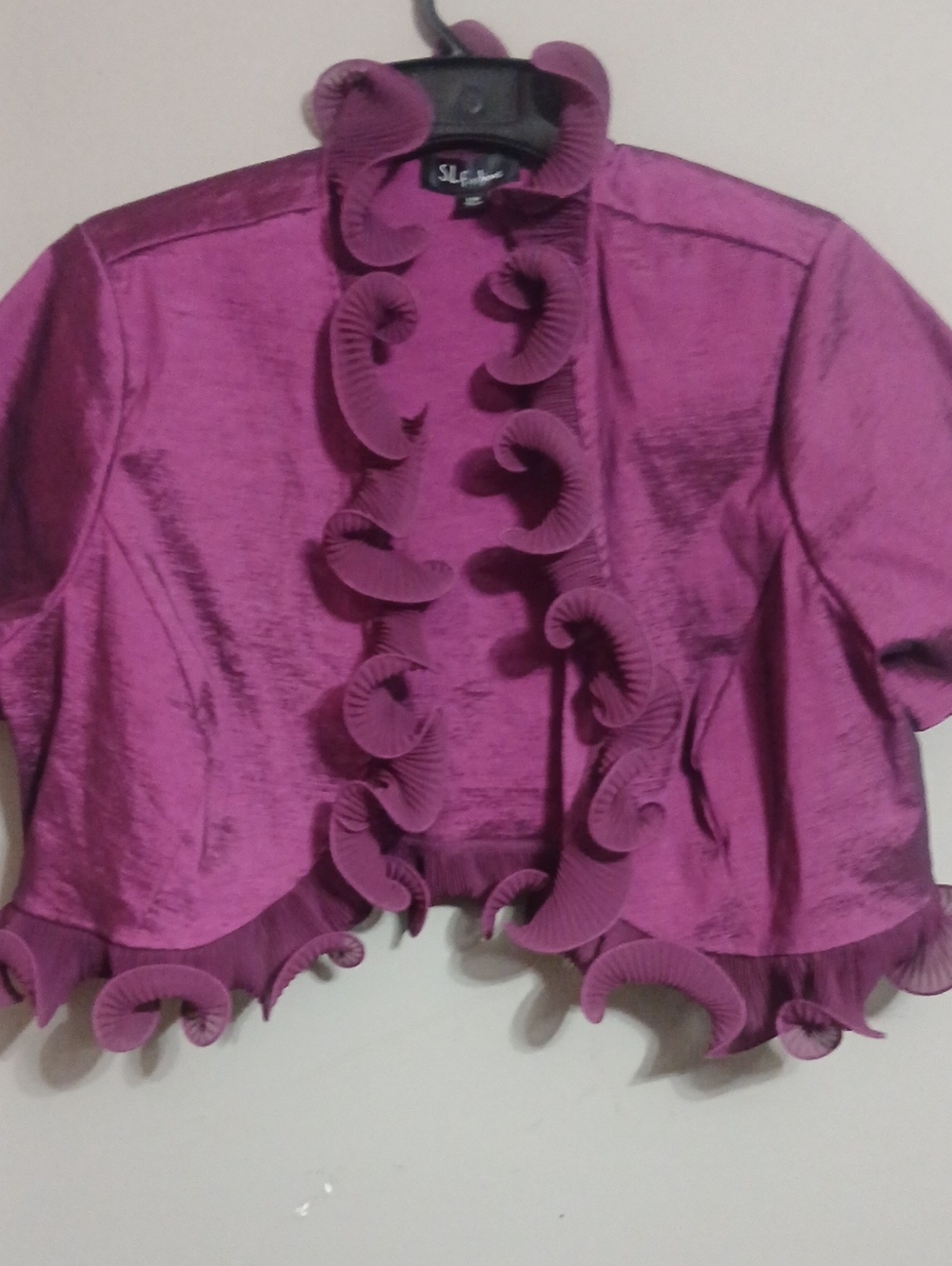S.L. Fashions Purple Ruffled Cropped Tunic